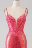 Sparkly Mermaid Fuchsia Prom Dress with Sequins sold by Zapaka
