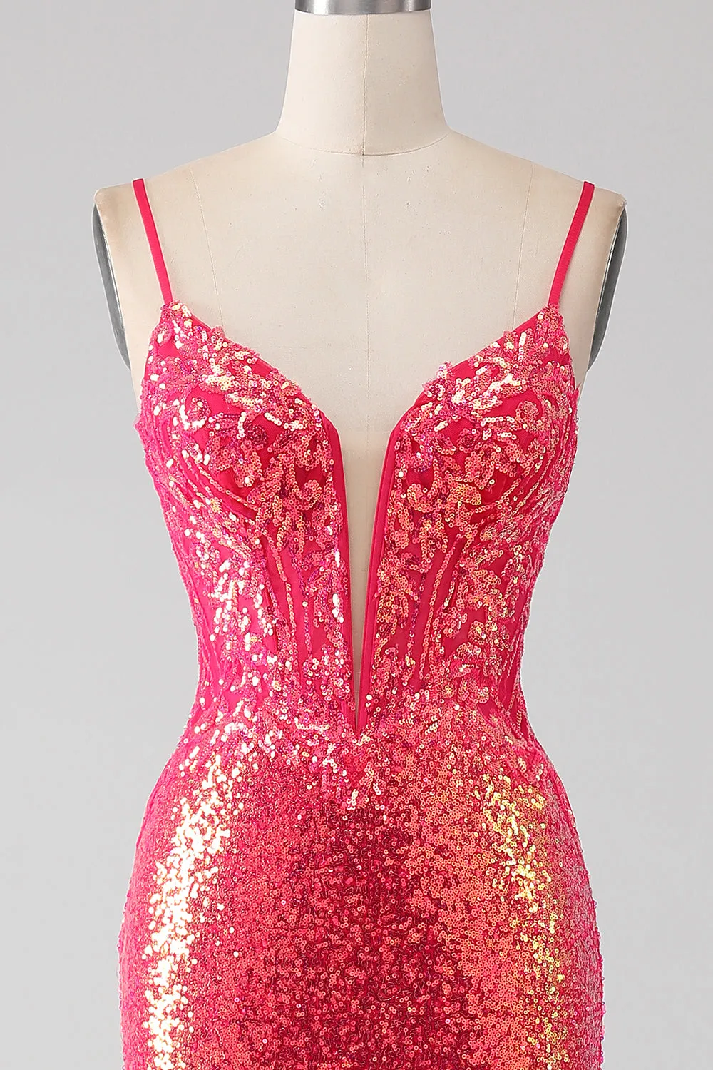 Sparkly Mermaid Fuchsia Prom Dress with Sequins sold by Zapaka product image thumbnail 4