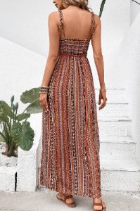 A Line Striped Spaghetti Straps Boho Summer Dress sold by Zapaka
