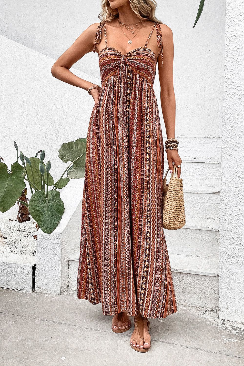 A Line Striped Spaghetti Straps Boho Summer Dress sold by Zapaka product image thumbnail 3