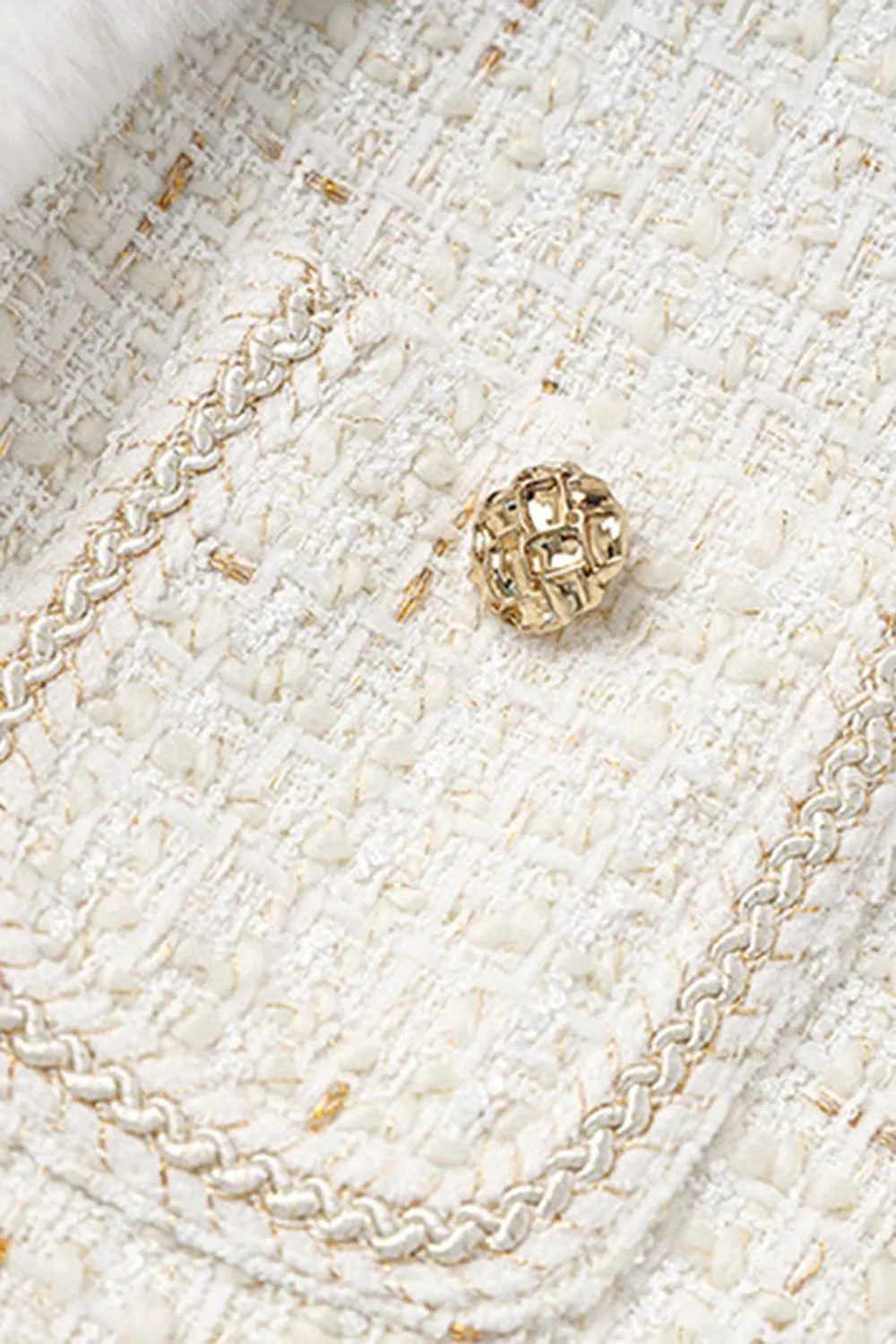 Light Luxury White Wool Splicing Small Stand Collar Women Jacket sold by Zapaka product image thumbnail 3