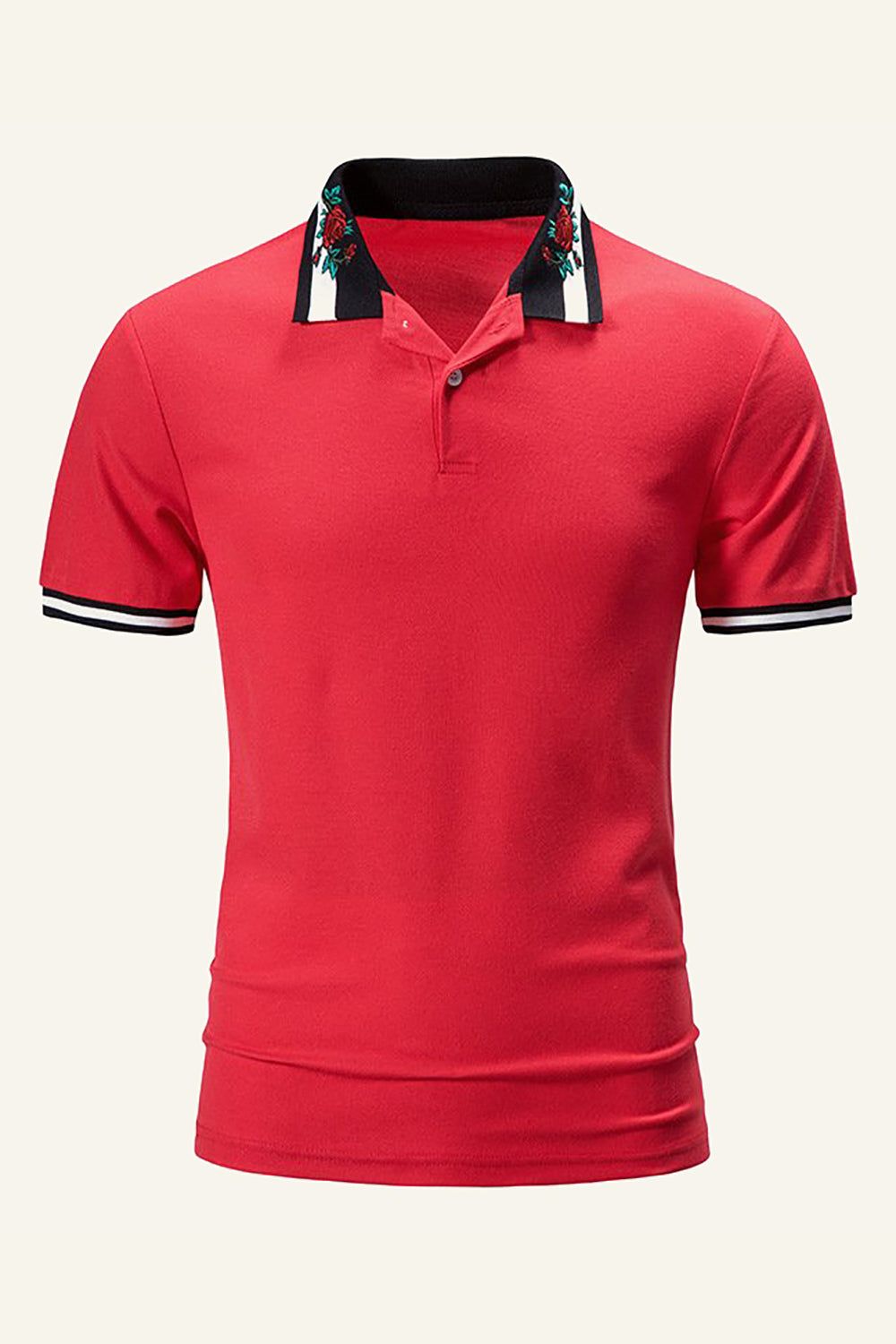 Black Regular Fit Collared Short Sleeves Men's Polo Shirt with Flower sold by Zapaka product image thumbnail 5