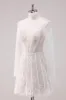 White Lace High Neck Corset Short Homecoming Dress with Long Sleeves sold by Zapaka