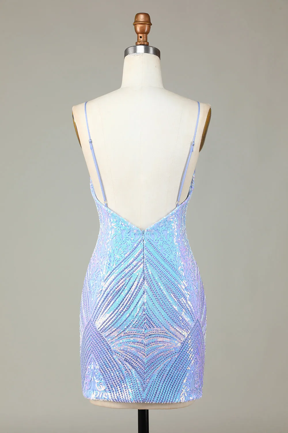 Sparkly Sheath Spaghetti Straps Blue Sequins Short Homecoming Dress with Backless sold by Zapaka product image thumbnail 2