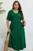 Dark Green Round Neck A Line Plus Size Summer Dress sold by Zapaka