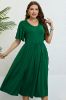 Dark Green Round Neck A Line Plus Size Summer Dress sold by Zapaka