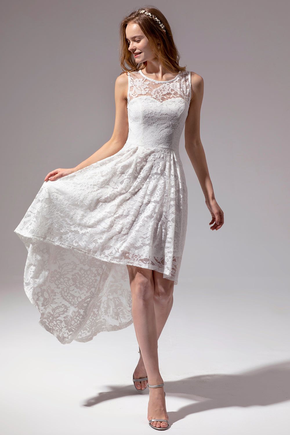 Asymmetrical White Lace sold by Zapaka