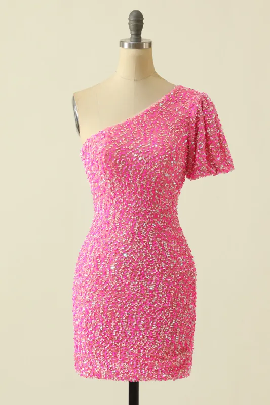 One Shoulder Sequins Homecoming Dress sold by Zapaka