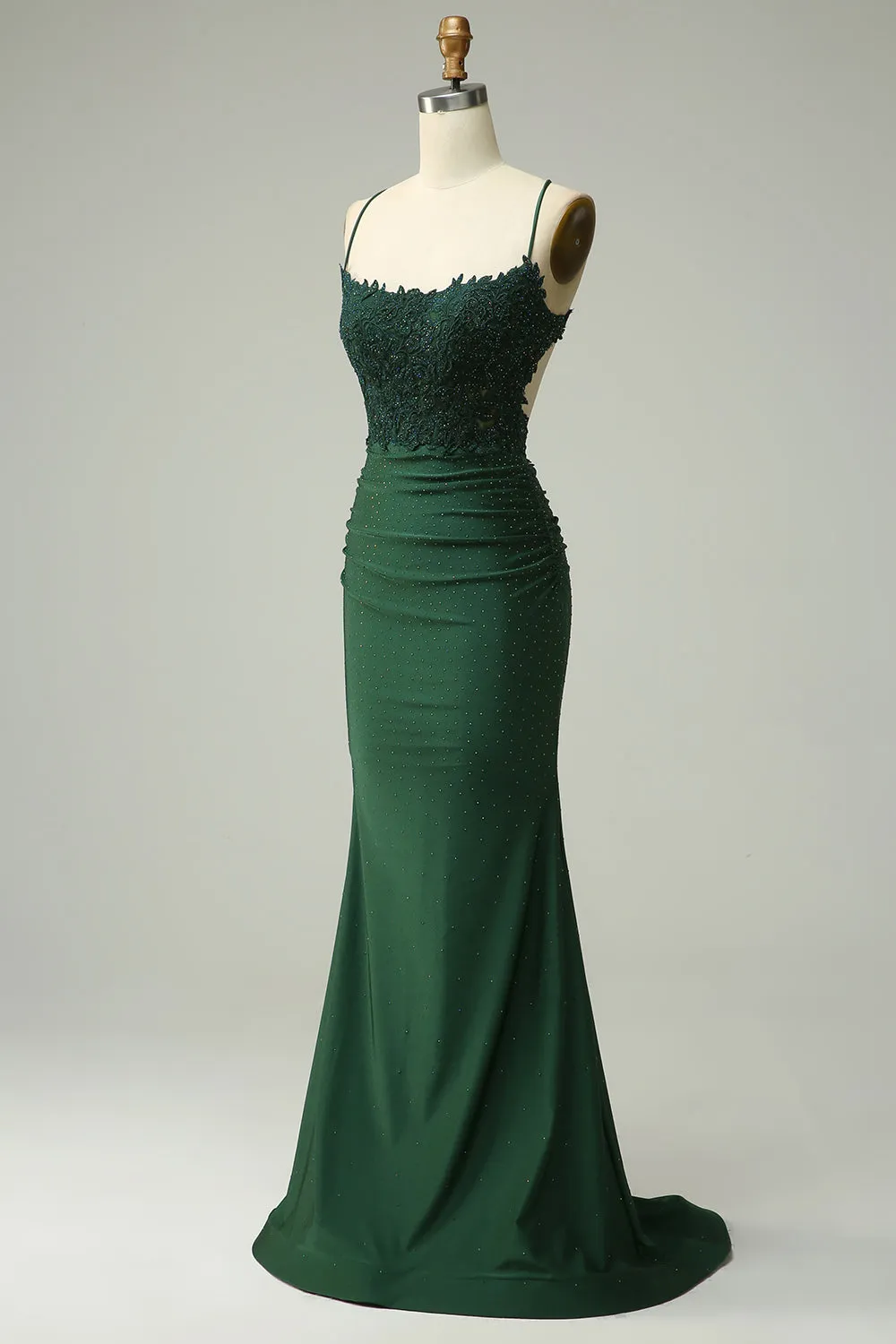Mermaid Halter Dark Green Long Prom Dress with Appliques Beading sold by Zapaka product image thumbnail 3