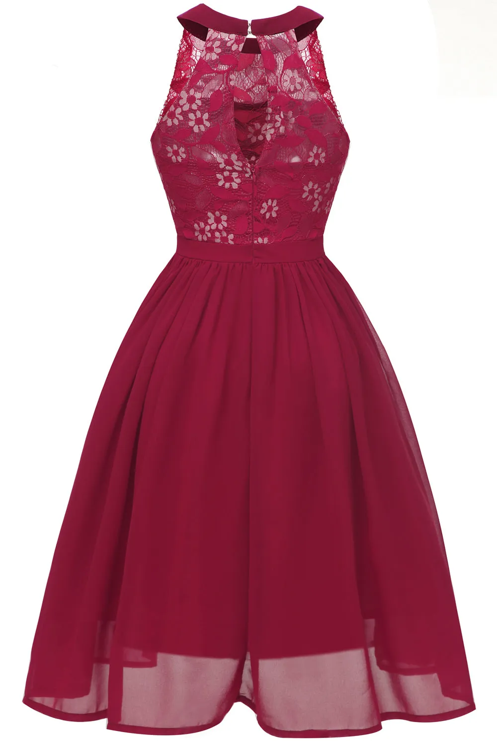 Burgundy Halter Vintage Lace Dress sold by Zapaka product image thumbnail 2