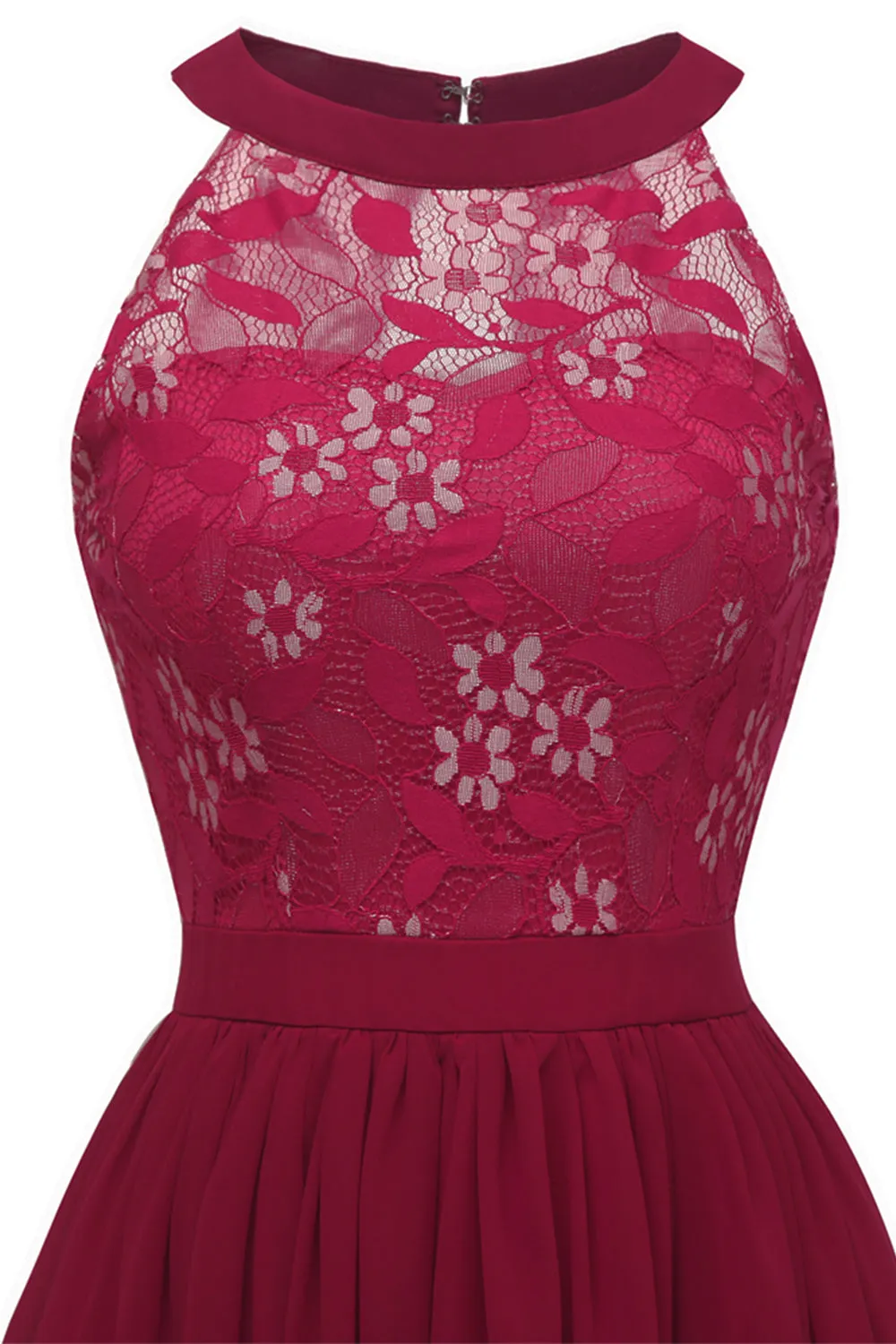 Burgundy Halter Vintage Lace Dress sold by Zapaka product image thumbnail 3