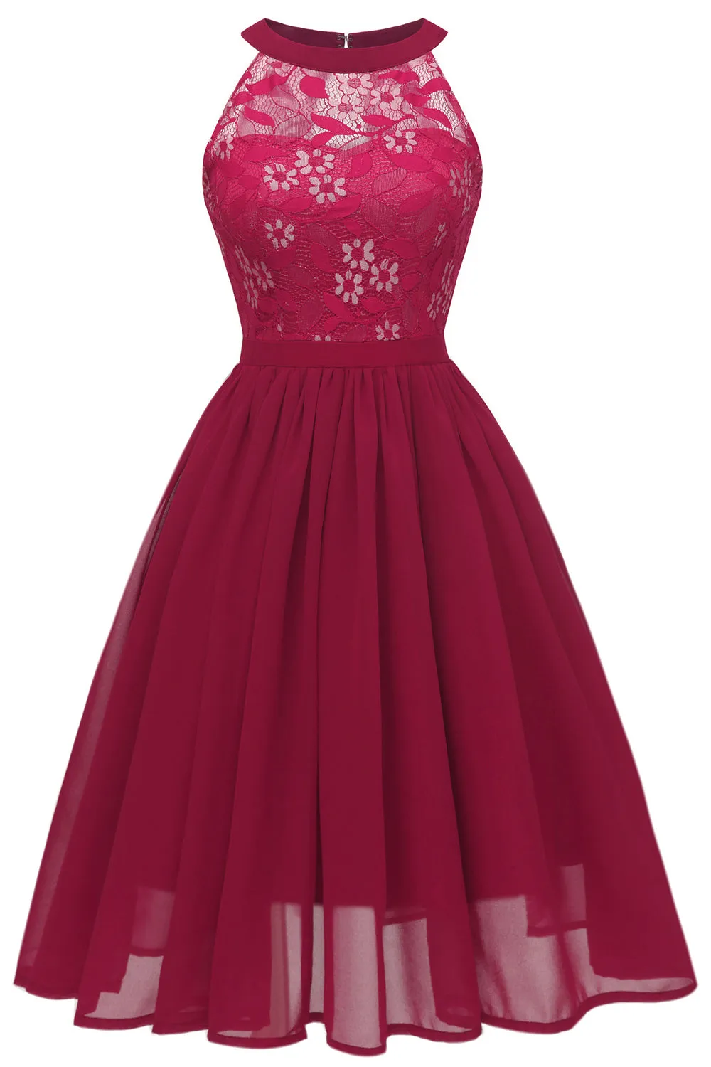 Burgundy Halter Vintage Lace Dress sold by Zapaka