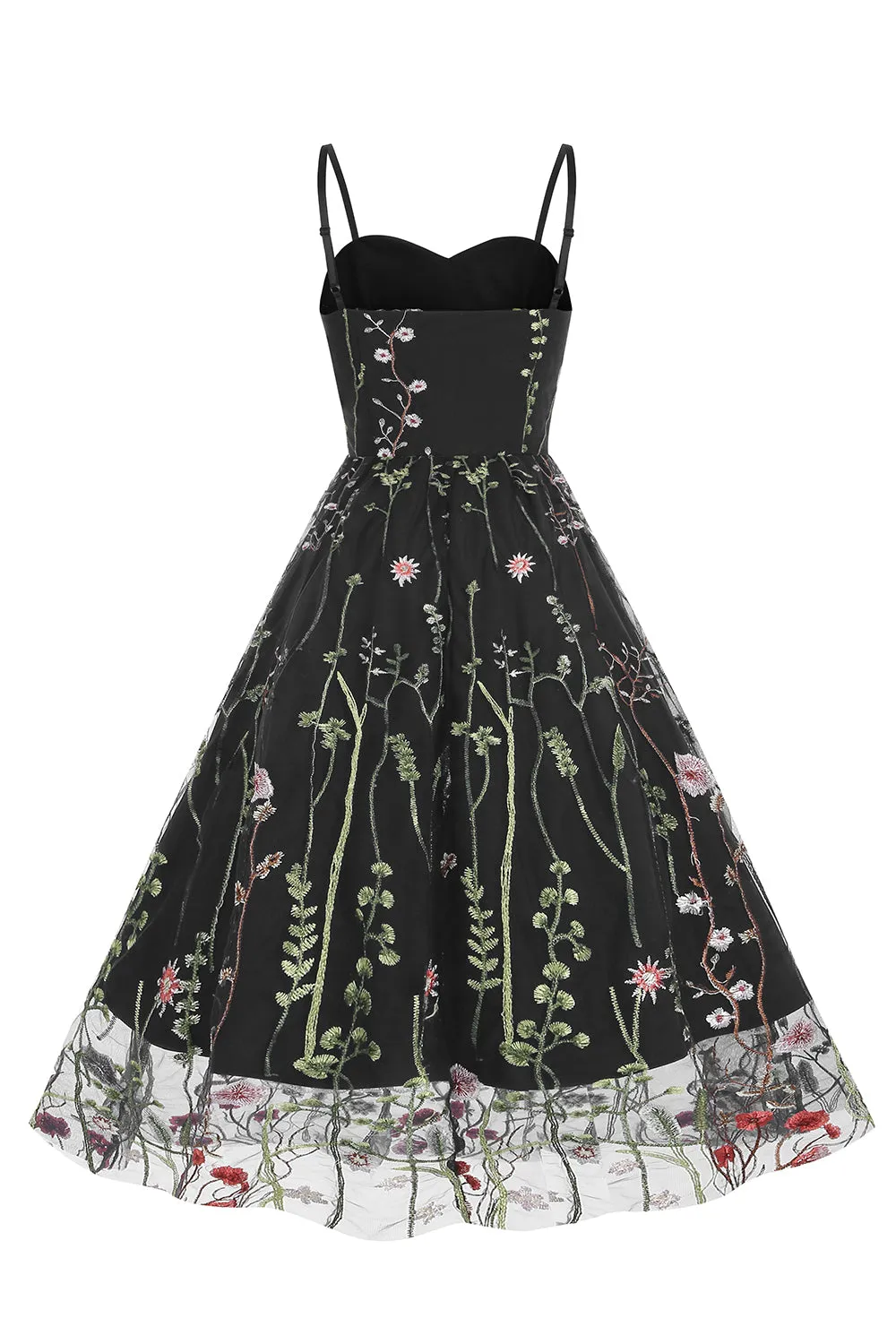 A Line Black 1950s Dress with Embroidery sold by Zapaka product image thumbnail 2