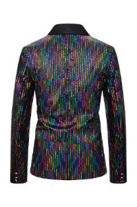 Sparkly Multi Color Sequins Shawl Lapel Men's Prom Blazer sold by Zapaka