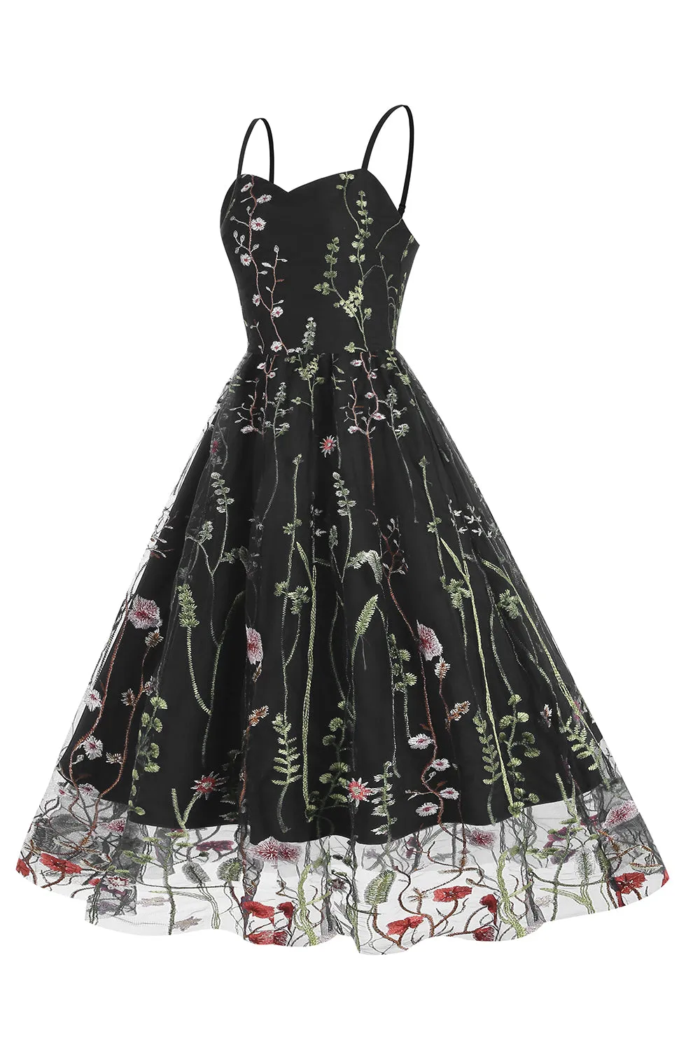 A Line Black 1950s Dress with Embroidery sold by Zapaka product image thumbnail 3