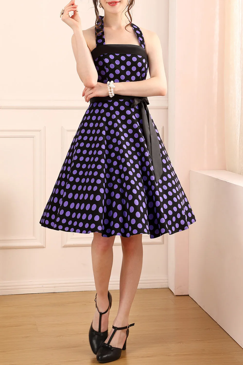 Halter Purple Dots Dress sold by Zapaka product image thumbnail 3