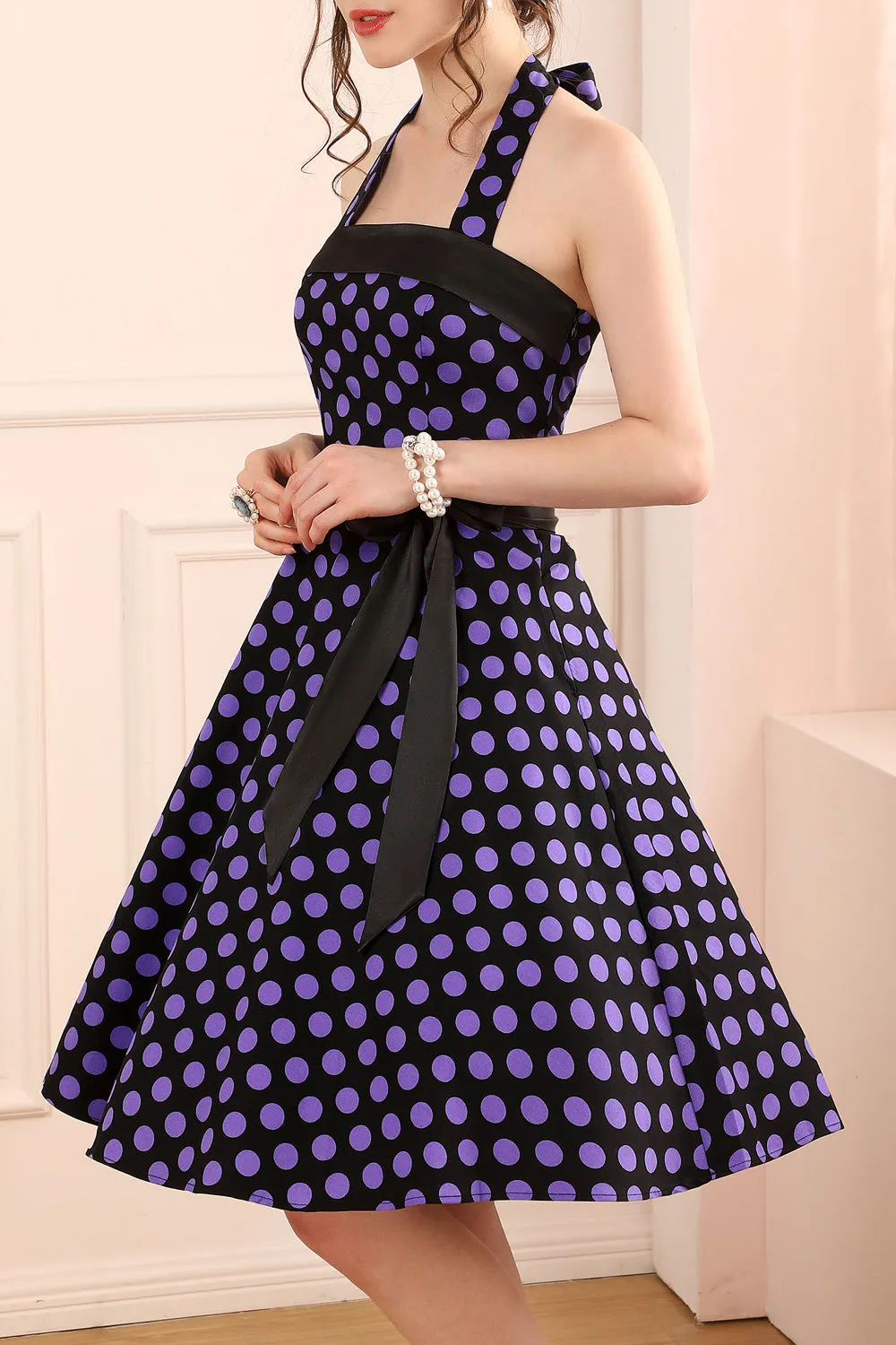 Halter Purple Dots Dress sold by Zapaka product image thumbnail 4
