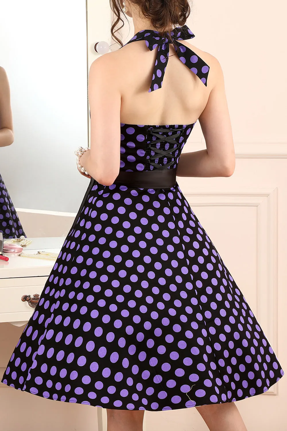 Halter Purple Dots Dress sold by Zapaka product image thumbnail 2