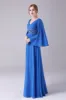 Royal Blue A-Line V-Neck Pleated Floor-Length Mother Of the Bride Dress With Beading sold by Zapaka