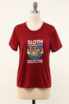 Dark Red Lazy Printed T-shirt sold by Zapaka