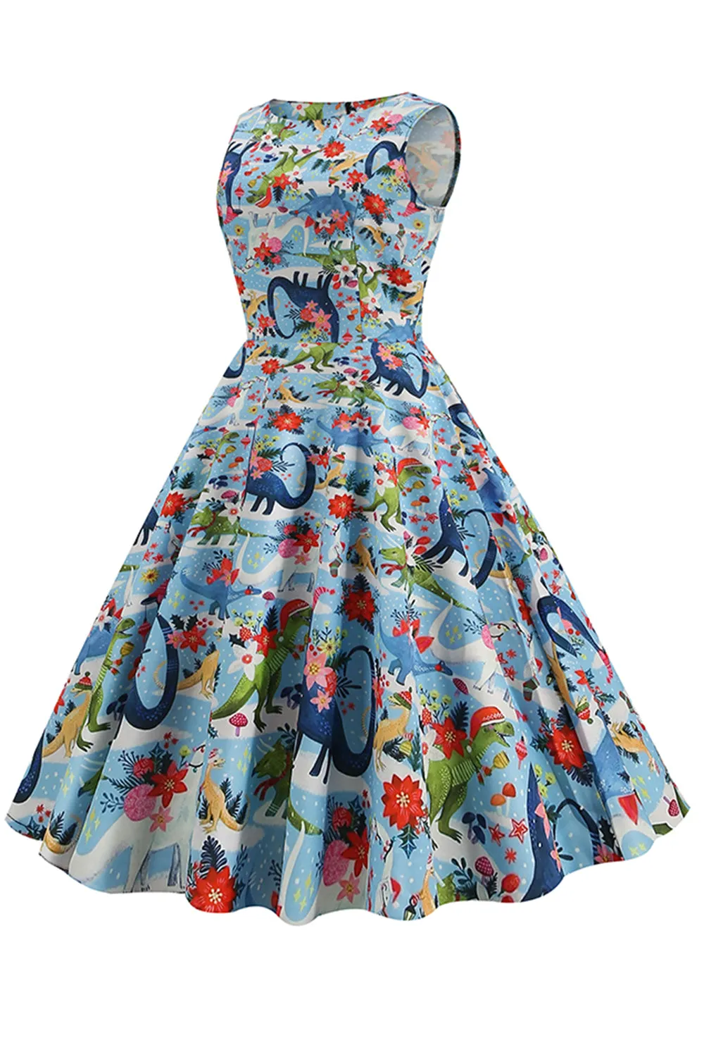 Light Blue Floral Vintage 1950s Dress sold by Zapaka product image thumbnail 4