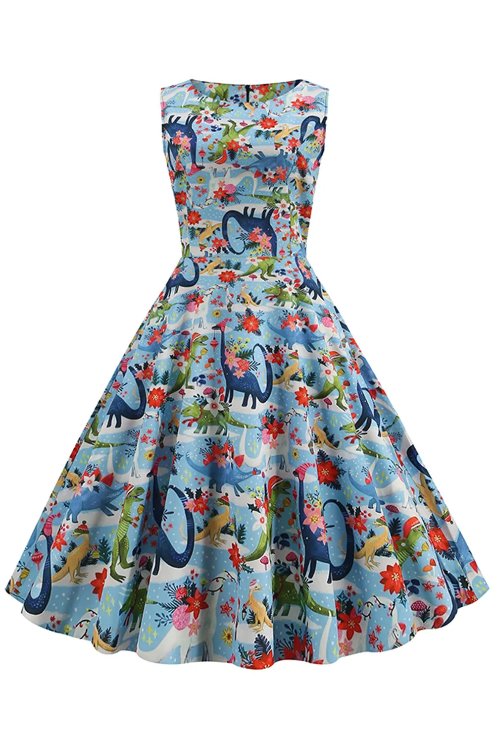 Light Blue Floral Vintage 1950s Dress sold by Zapaka