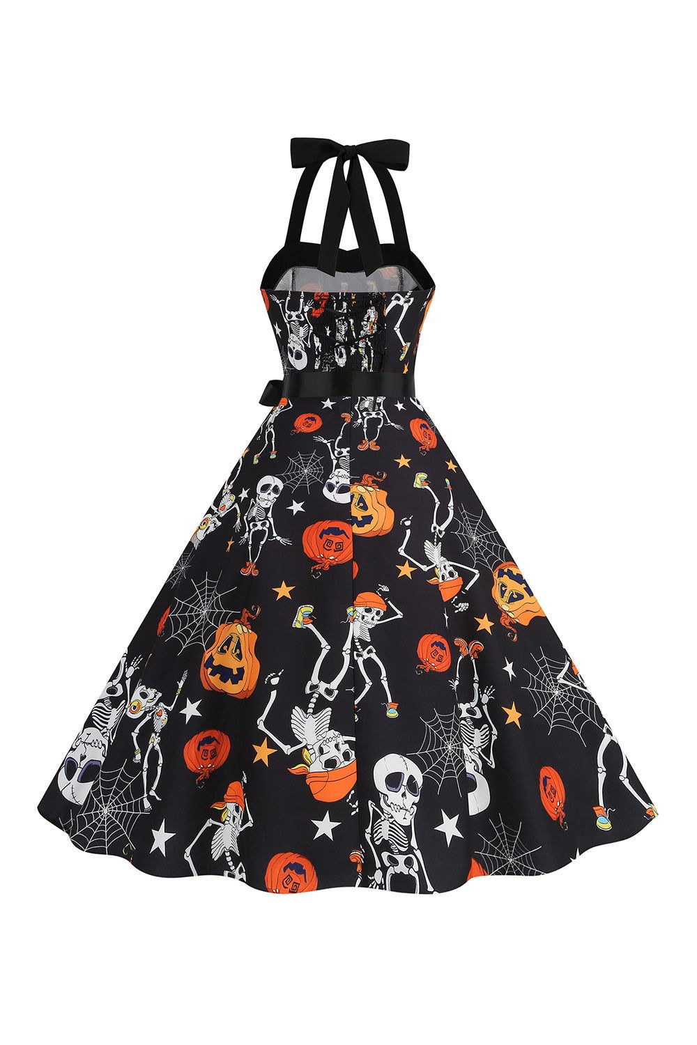 Black Halter Halloween Vintage Dress with Pumpkin Print sold by Zapaka product image thumbnail 2