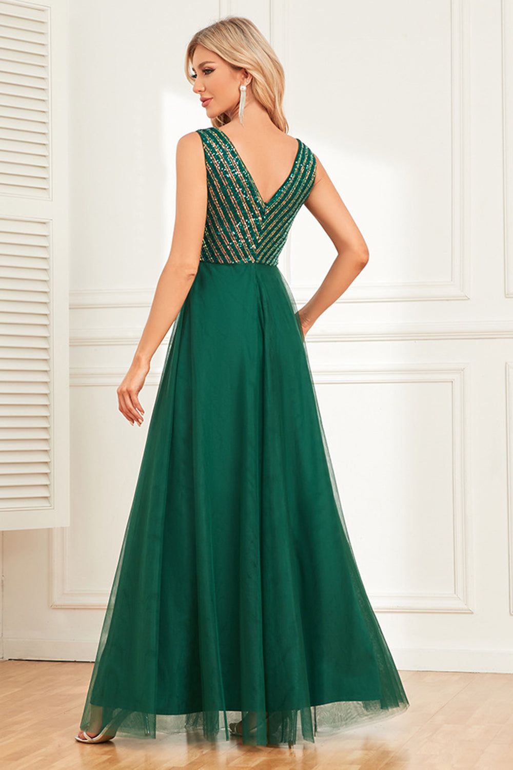 Dark Green A Line Chiffon Formal Dress sold by Zapaka product image thumbnail 2
