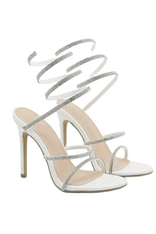 Rhinestone Toe Stiletto White High Heels sold by Zapaka