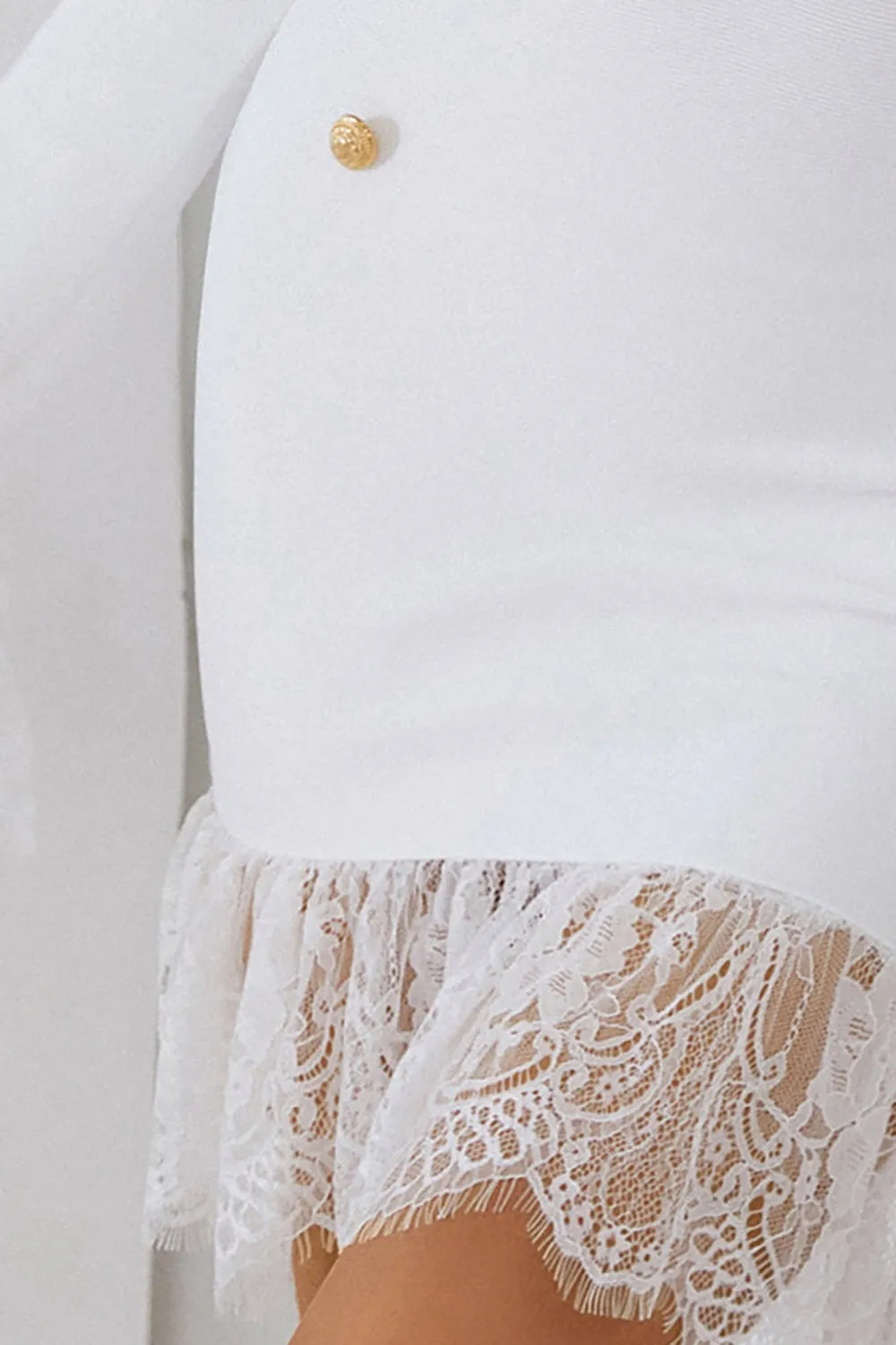 White Mermaid Square Neck Bodycon Dress With Long Sleeves sold by Zapaka product image thumbnail 5