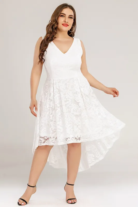 Lace Asymmetrical White Dress sold by Zapaka