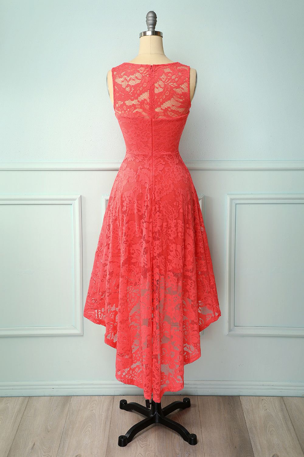 Coral High Low Lace Party Dress sold by Zapaka product image thumbnail 2