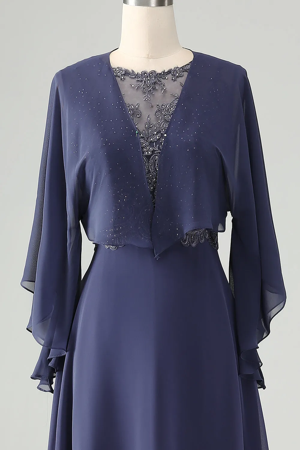 Sparkly Twilight A Line Beaded Mother of Bride Dress with Shawl sold by Zapaka product image thumbnail 4