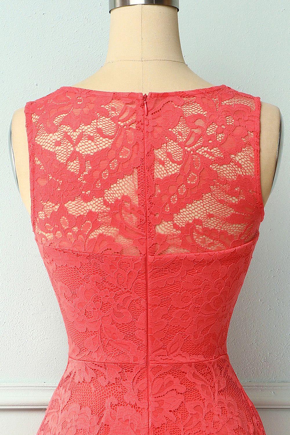 Coral High Low Lace Party Dress sold by Zapaka product image thumbnail 4