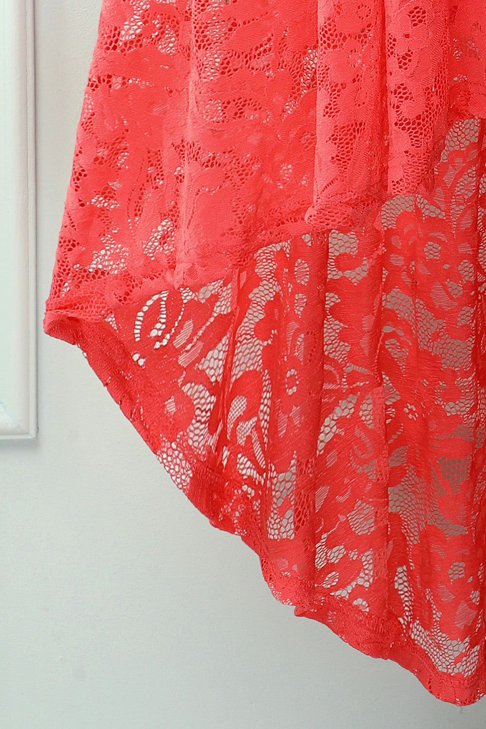 Coral High Low Lace Party Dress sold by Zapaka product image thumbnail 5