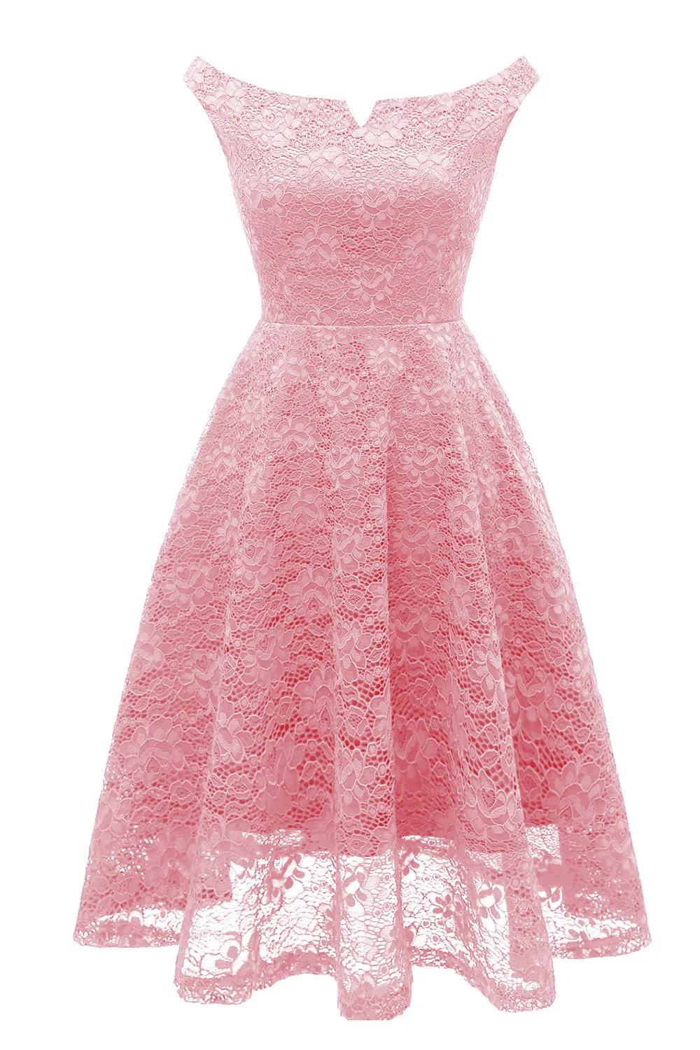Pink A Line Lace Dress with Sleeveless sold by Zapaka