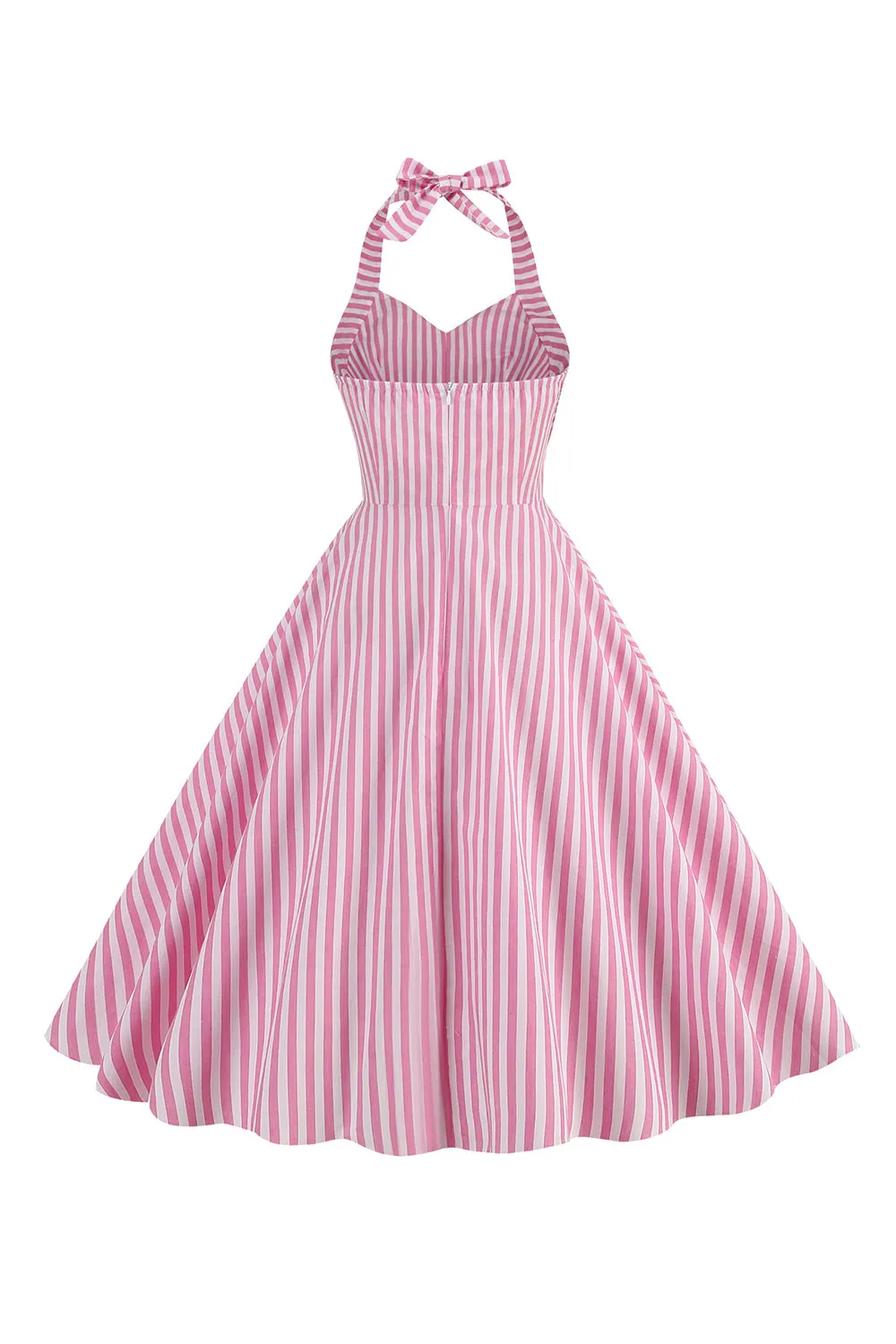 Pink Stripes Halter Swing 1950s Dress sold by Zapaka product image thumbnail 2