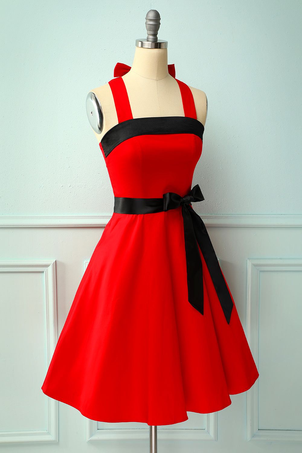 Red/Black Halter Pinup Dress sold by Zapaka product image thumbnail 4