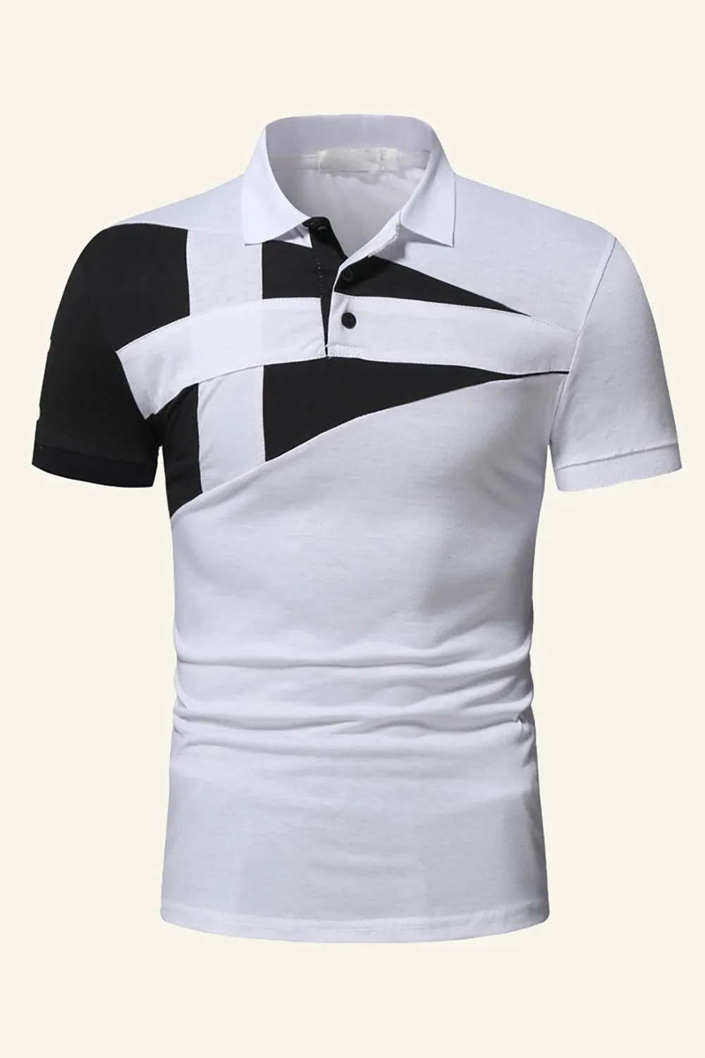 Black and Grey Regular Fit Collared Patchwork Men's Polo Shirt sold by Zapaka product image thumbnail 4