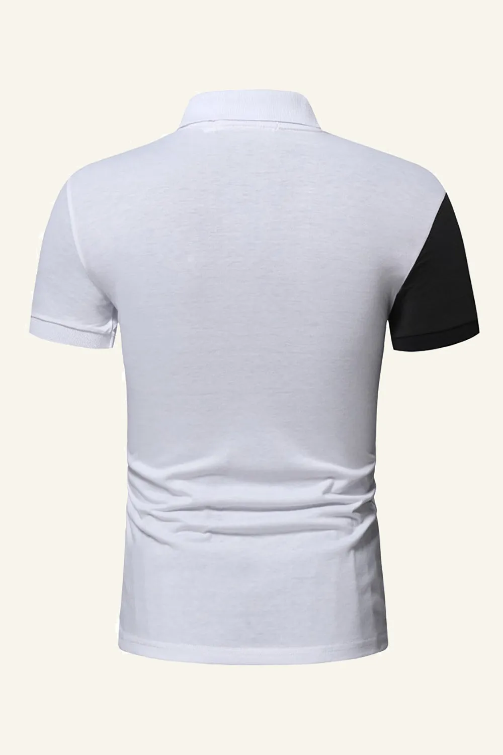 Black and Grey Regular Fit Collared Patchwork Men's Polo Shirt sold by Zapaka product image thumbnail 5