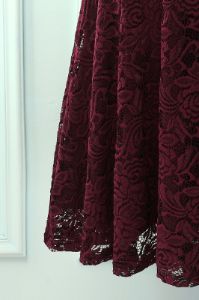 Burgundy V Neck Midi Lace sold by Zapaka