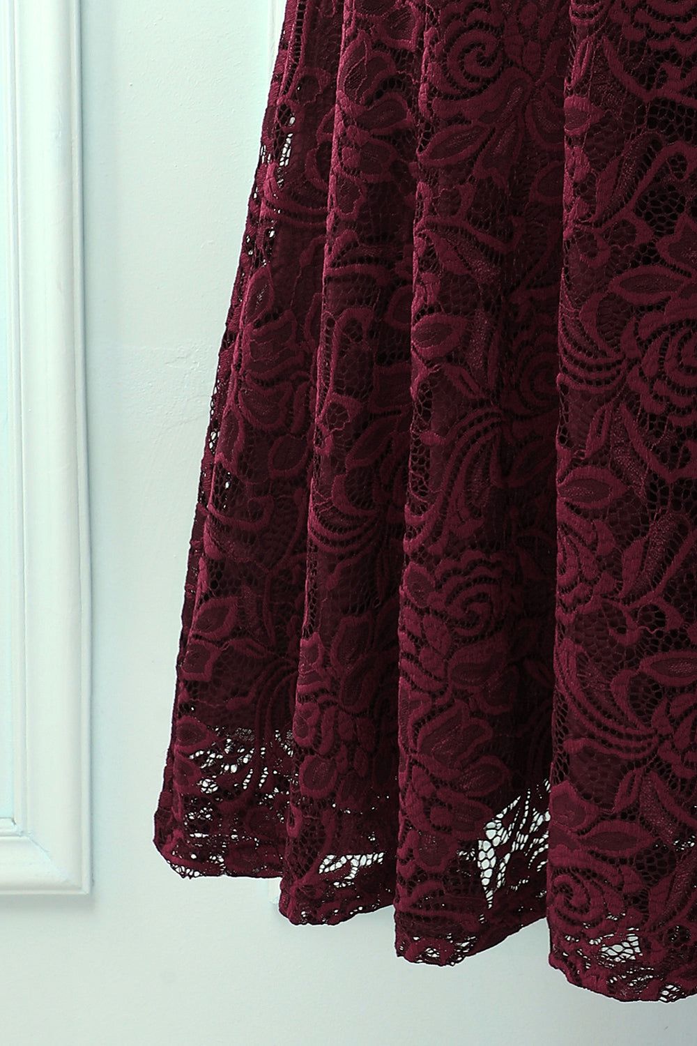 Burgundy V Neck Midi Lace sold by Zapaka product image thumbnail 5