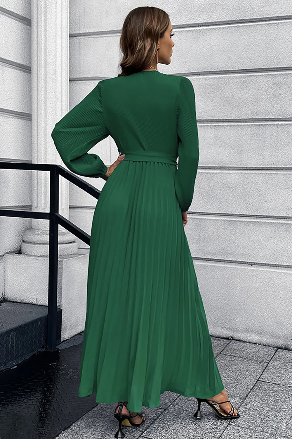 Long Sleeves Black Casual Dress with Sash sold by Zapaka product image thumbnail 4