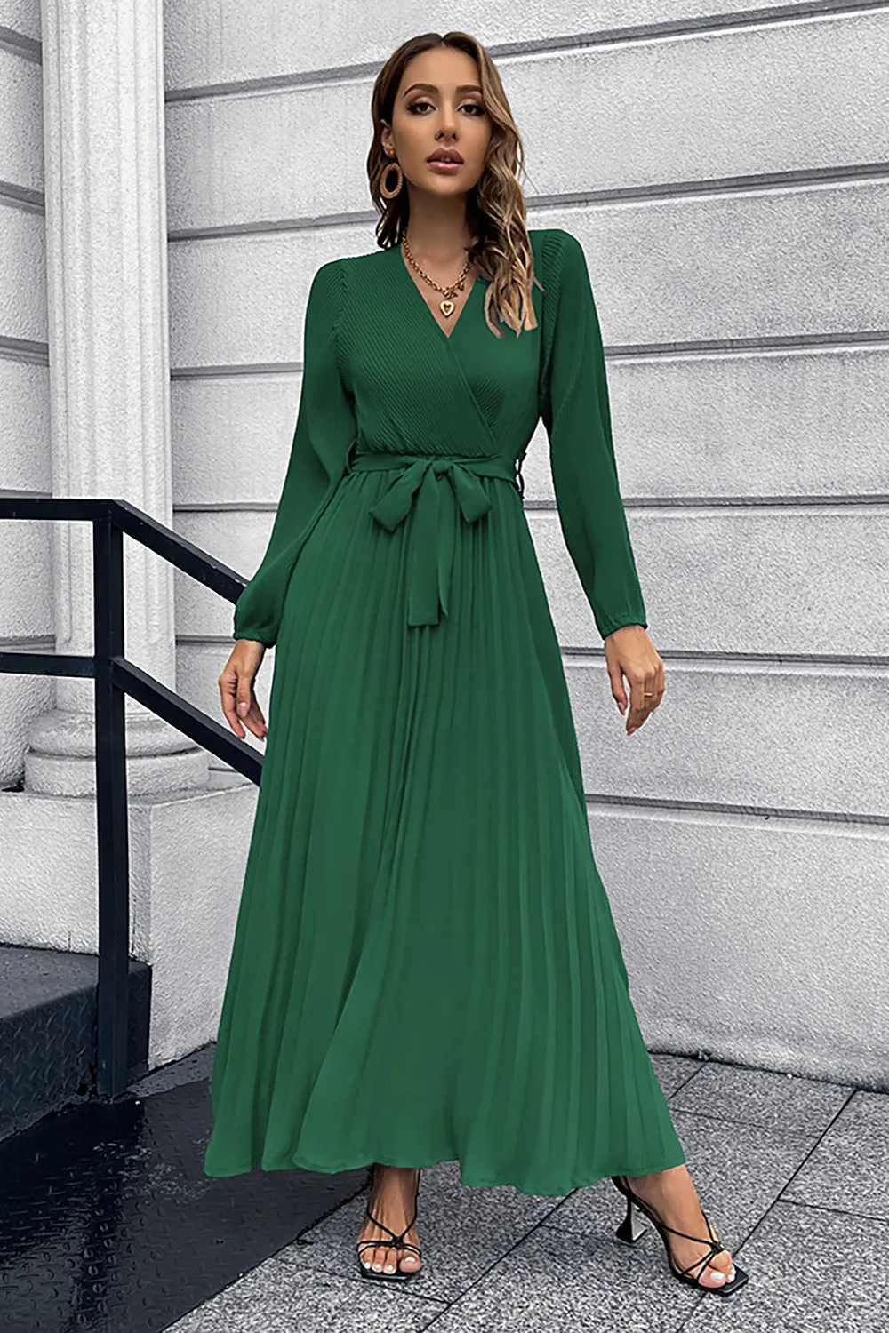 Long Sleeves Black Casual Dress with Sash sold by Zapaka product image thumbnail 3