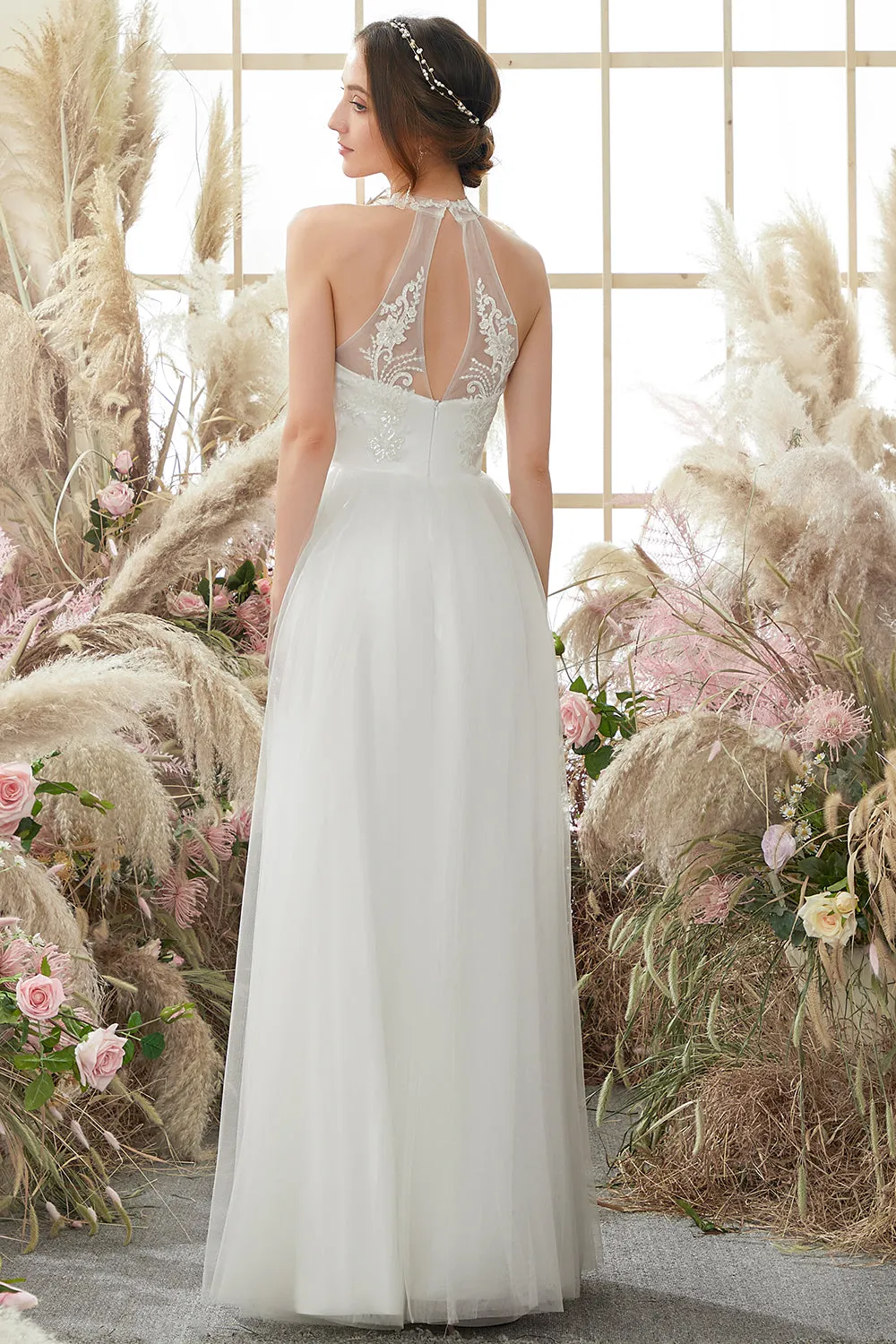 White Halter Neck Wedding Dress sold by Zapaka product image thumbnail 2