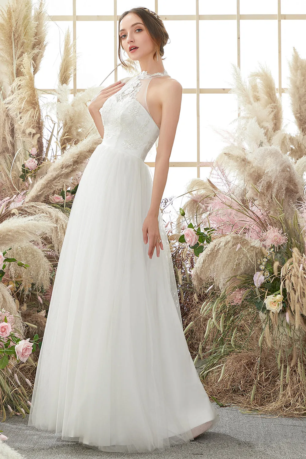 White Halter Neck Wedding Dress sold by Zapaka product image thumbnail 5