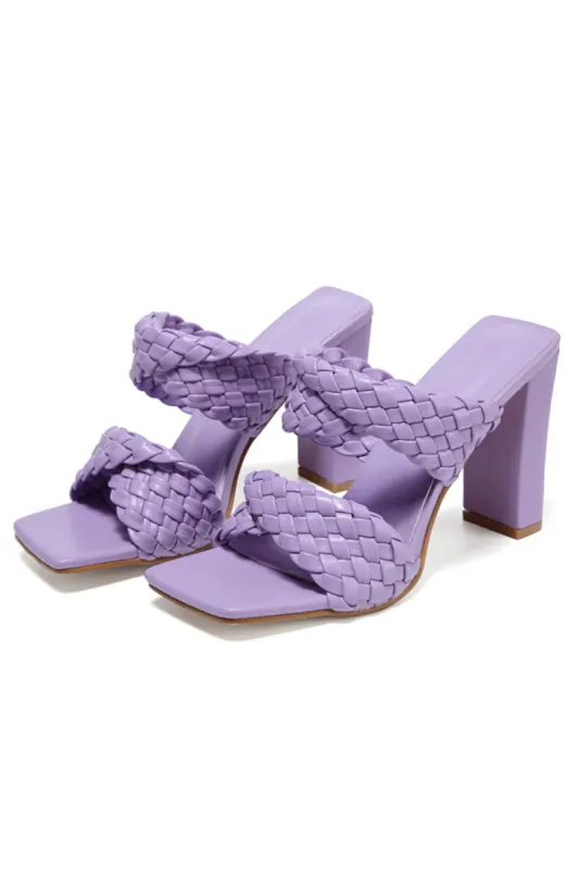 Lavender High Heels Woven Chunky Sandals sold by Zapaka