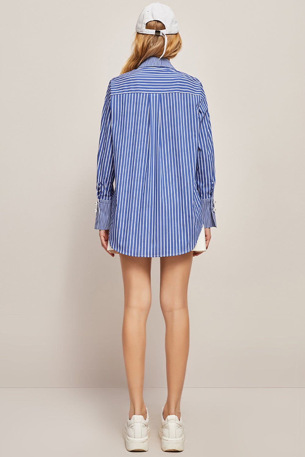 Blue Oversized Women Poplin Shirt sold by Zapaka product image thumbnail 2