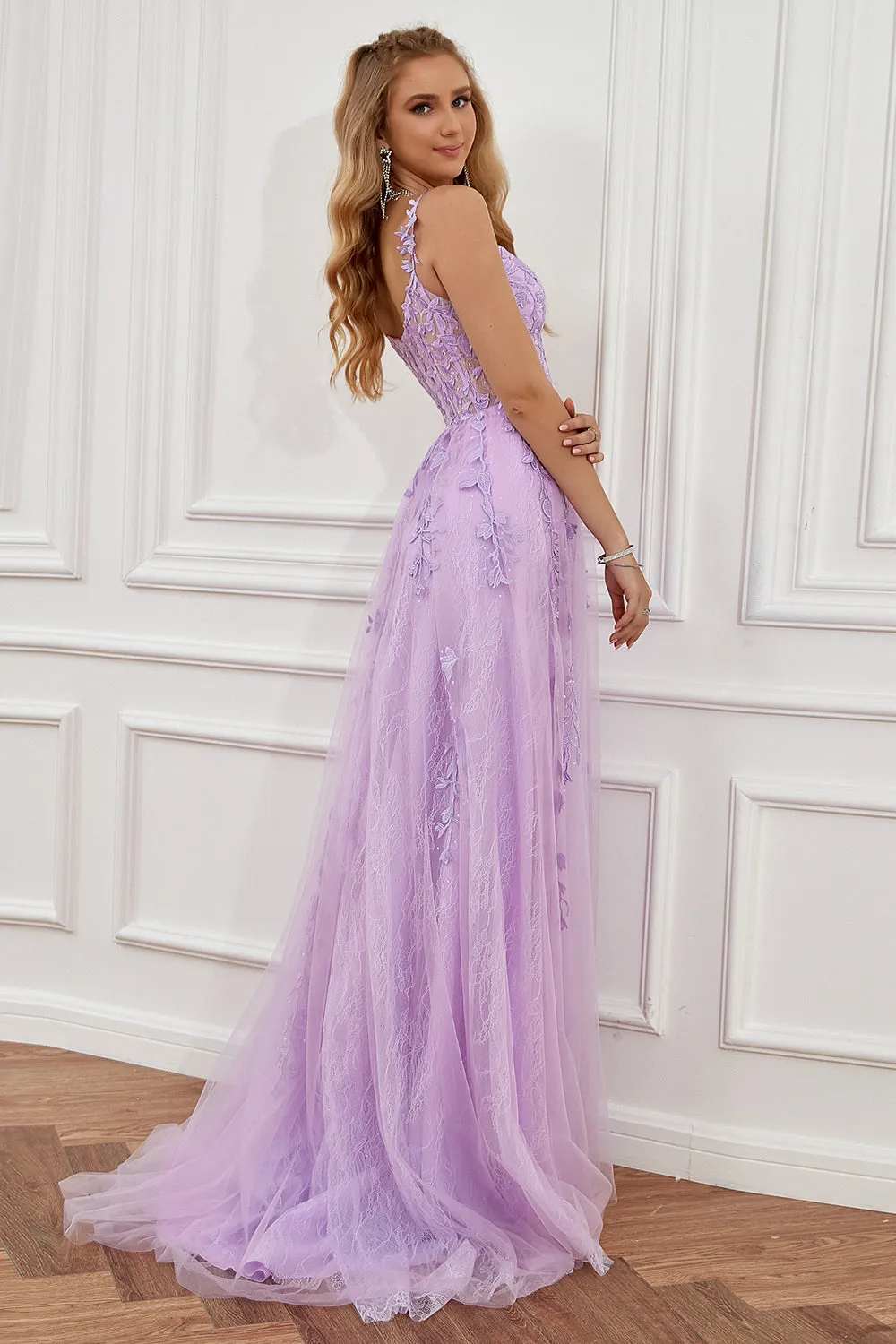 Purple Off the Shoulder Long Prom Dress with Appliques sold by Zapaka product image thumbnail 2