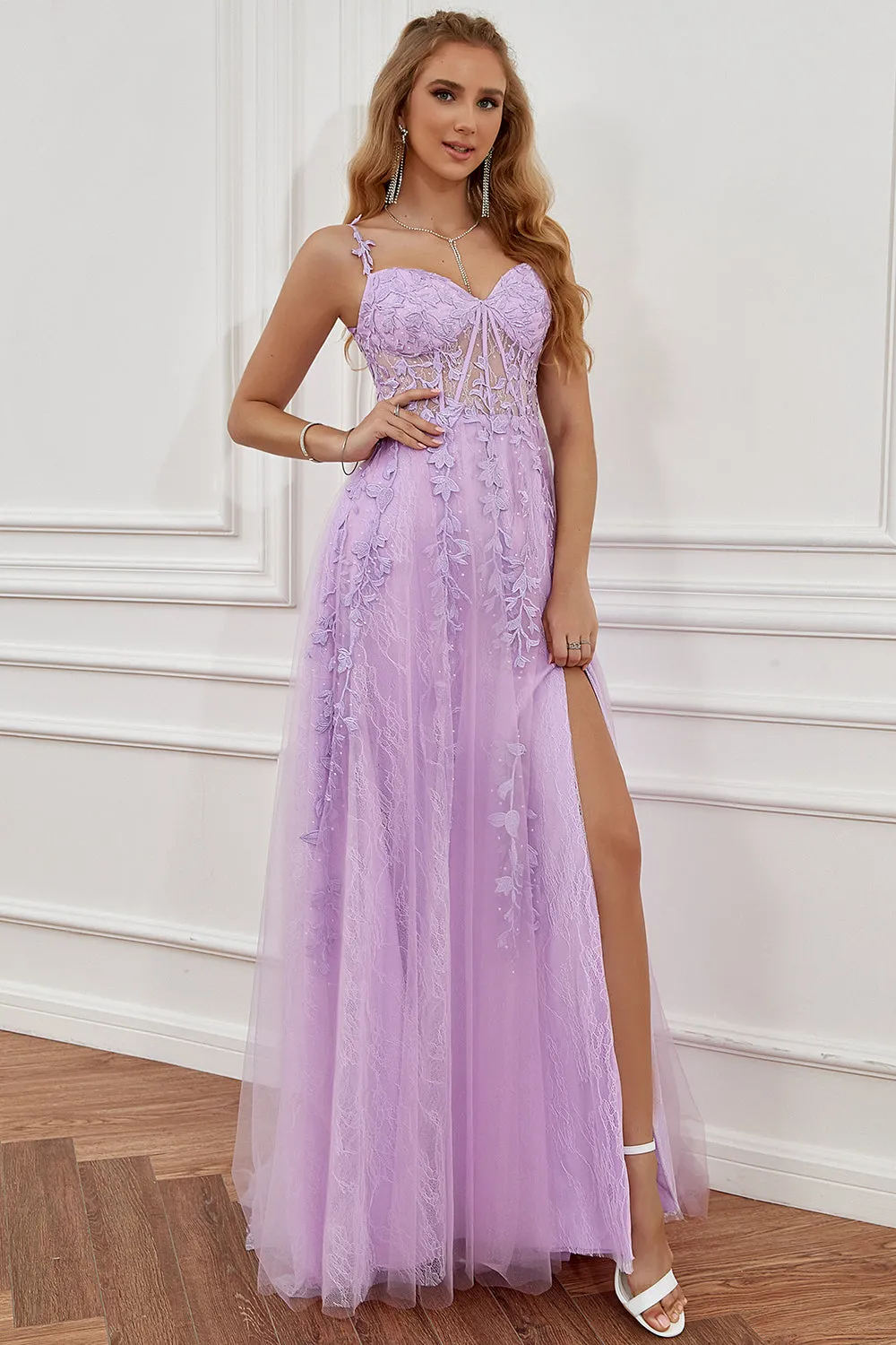 Purple Off the Shoulder Long Prom Dress with Appliques sold by Zapaka product image thumbnail 4